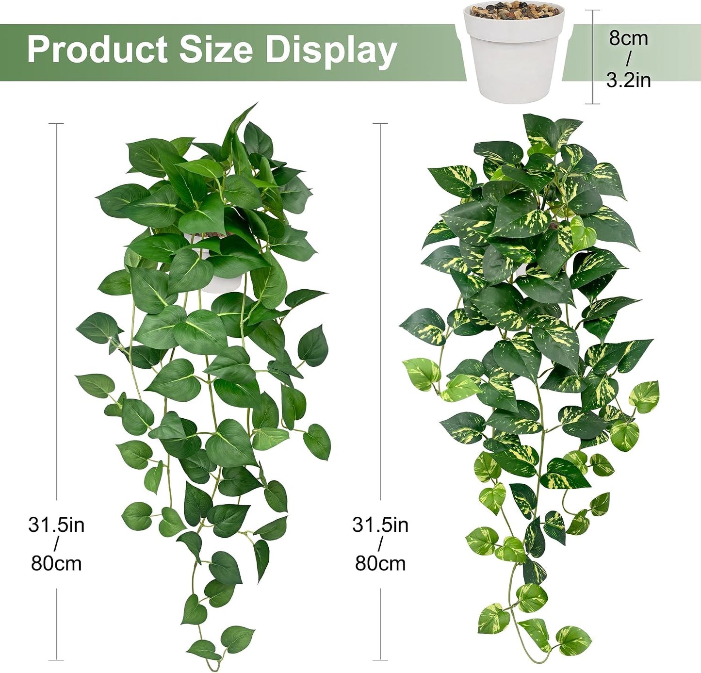 Artificial Hanging Plants ‘’ / Green and Yellow Green / 31.5 / Set of 2