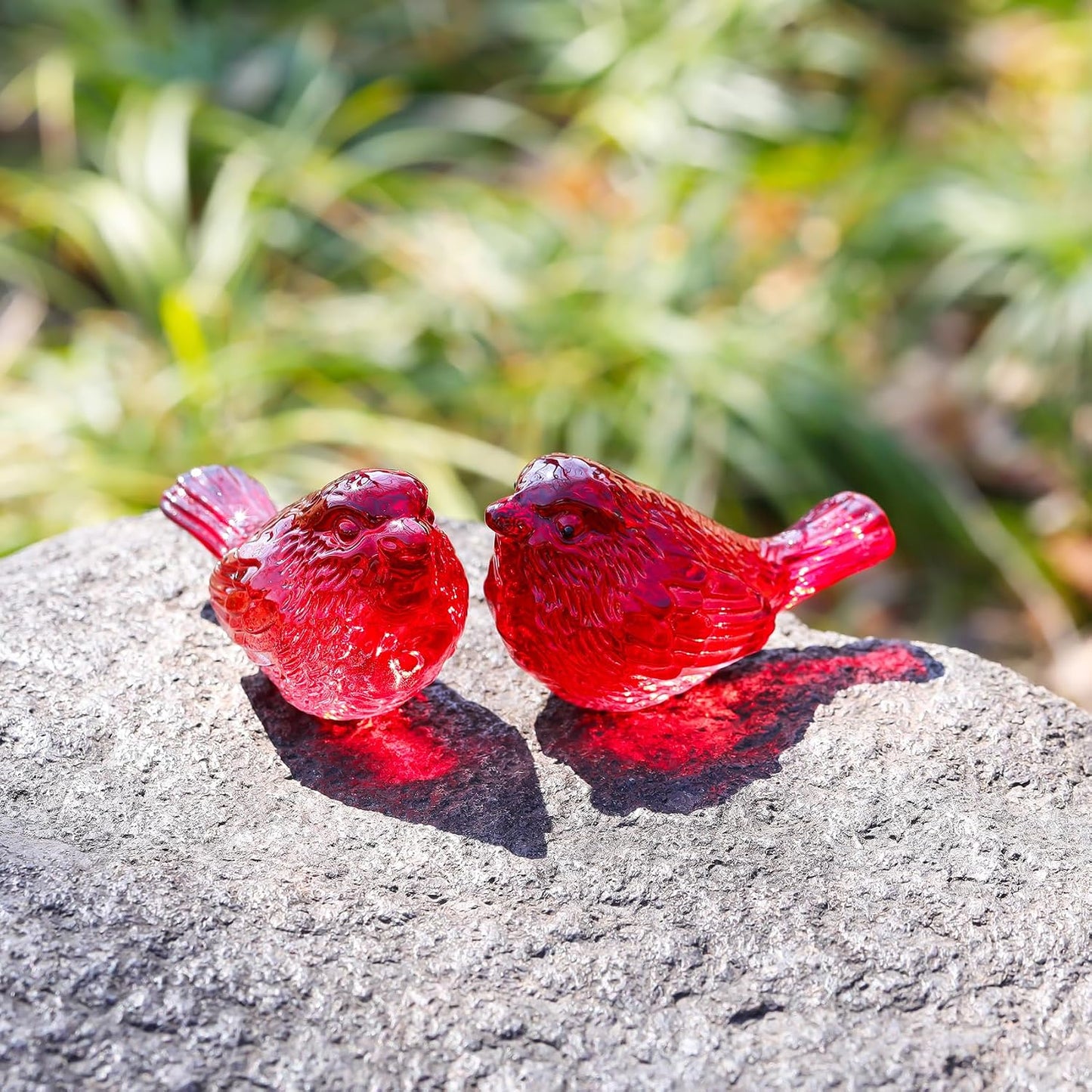 Crystal Birds Gifts for Women Men Bird Lovers Glass Bird Handmade Animal Figurines / Red / Set of 2