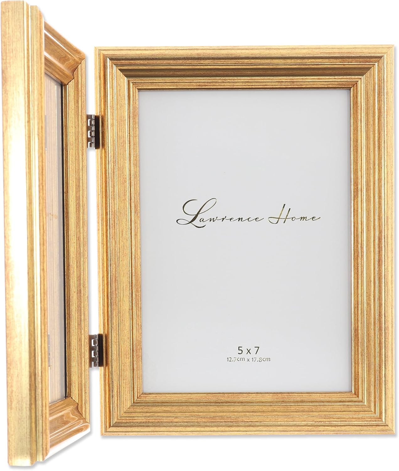 Lawrence Frames 5x7 Hinged Double Sutter Burnished Gold Picture Frame