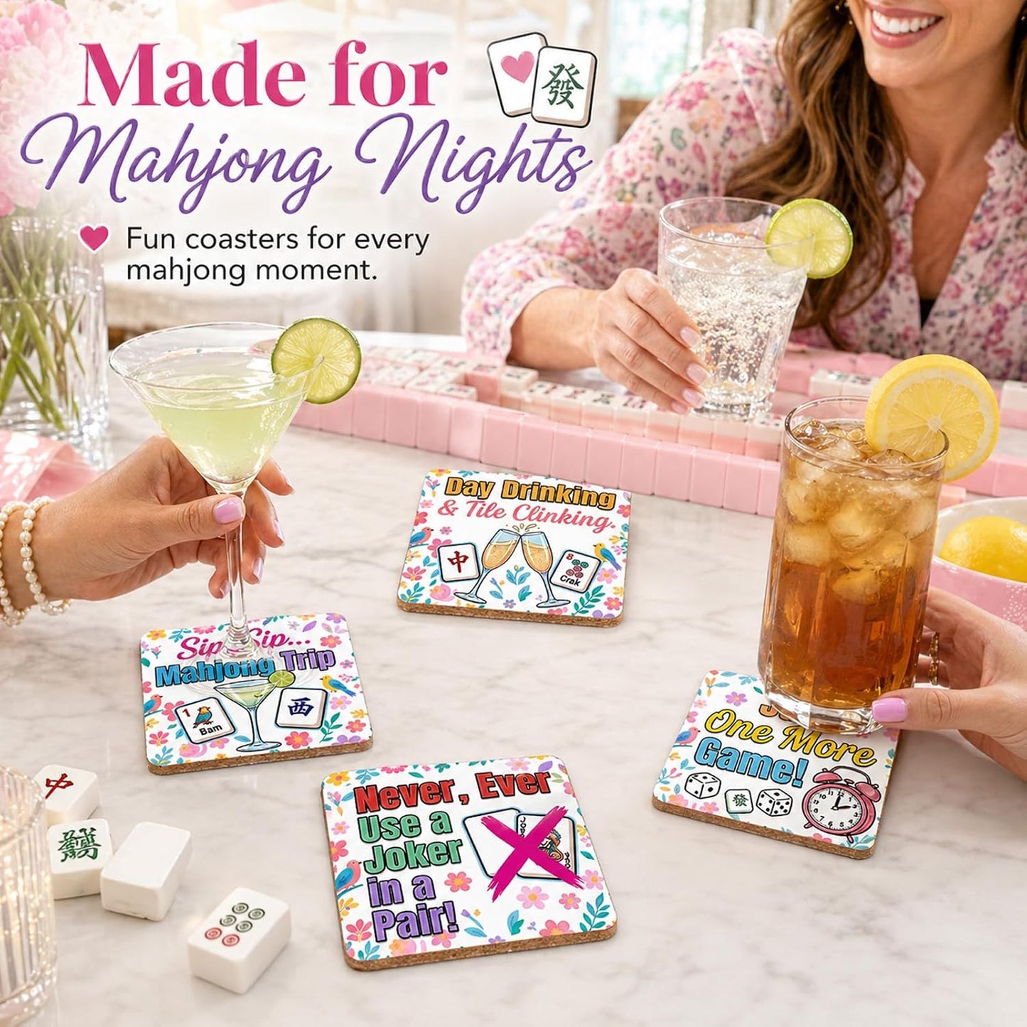 Funny Drink Cork Mats / Set of 8