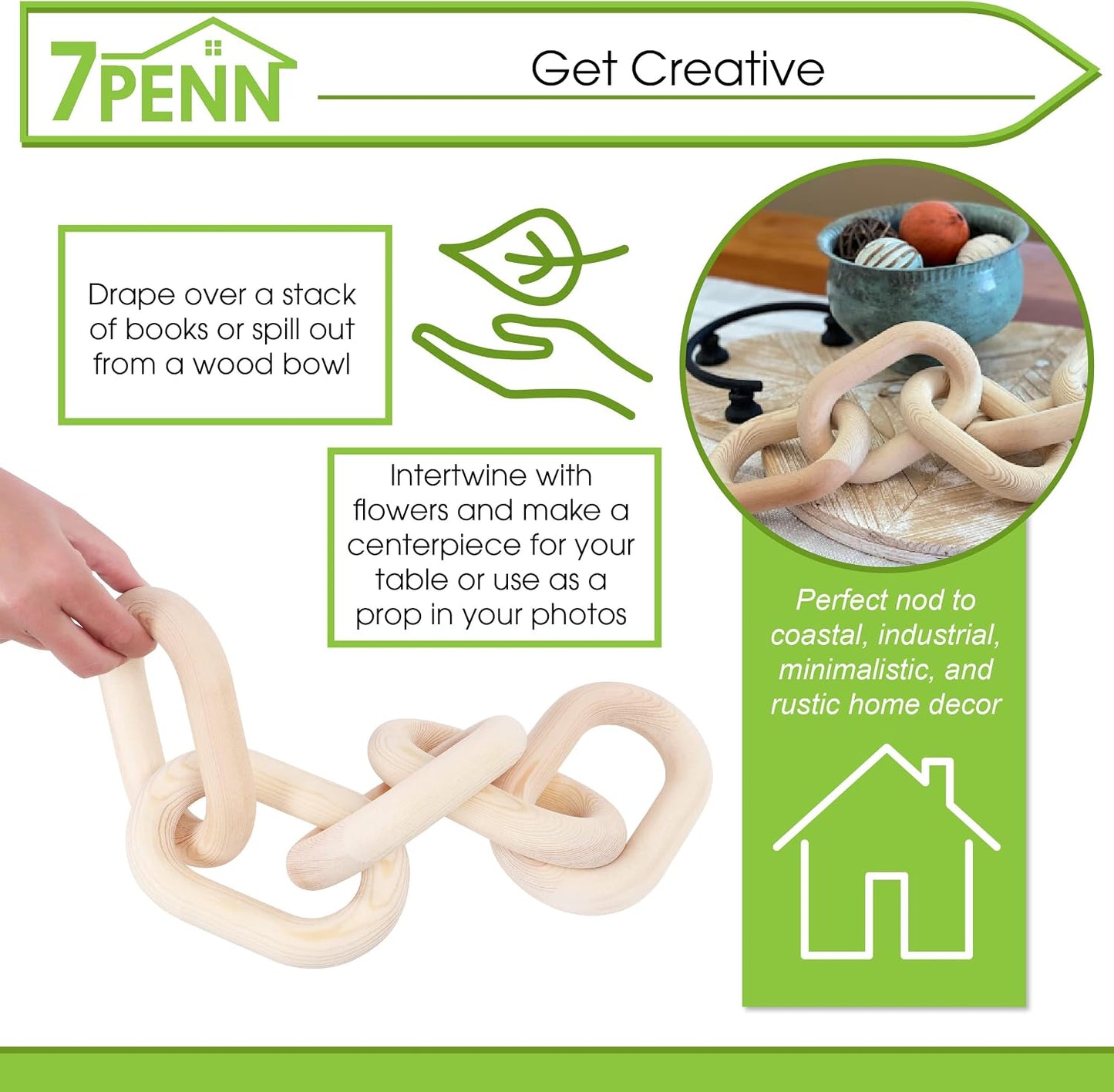Wood Chain Link Decor / Small