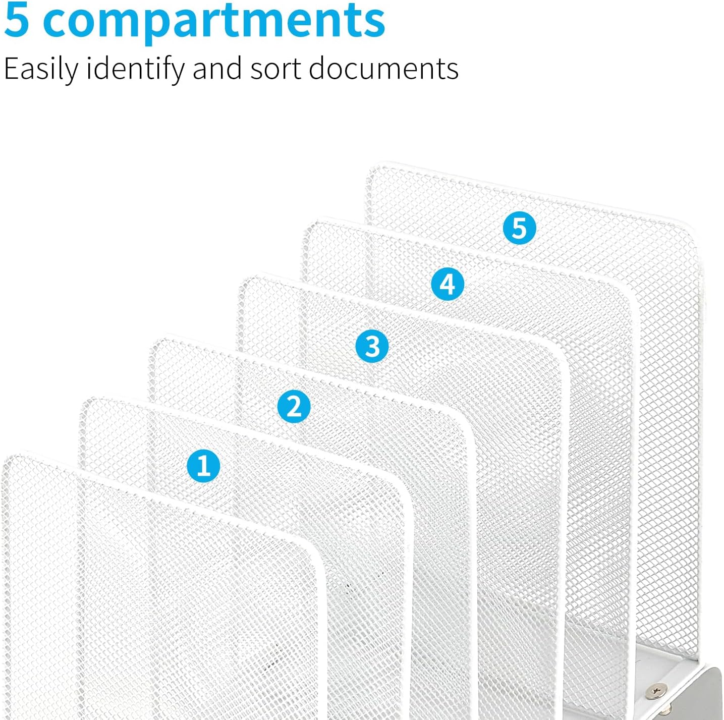 LEKETREE File Organizer for Desk, Desk Organizer with 5-Section Vertical File Rack, File Folder Organizer, Desk