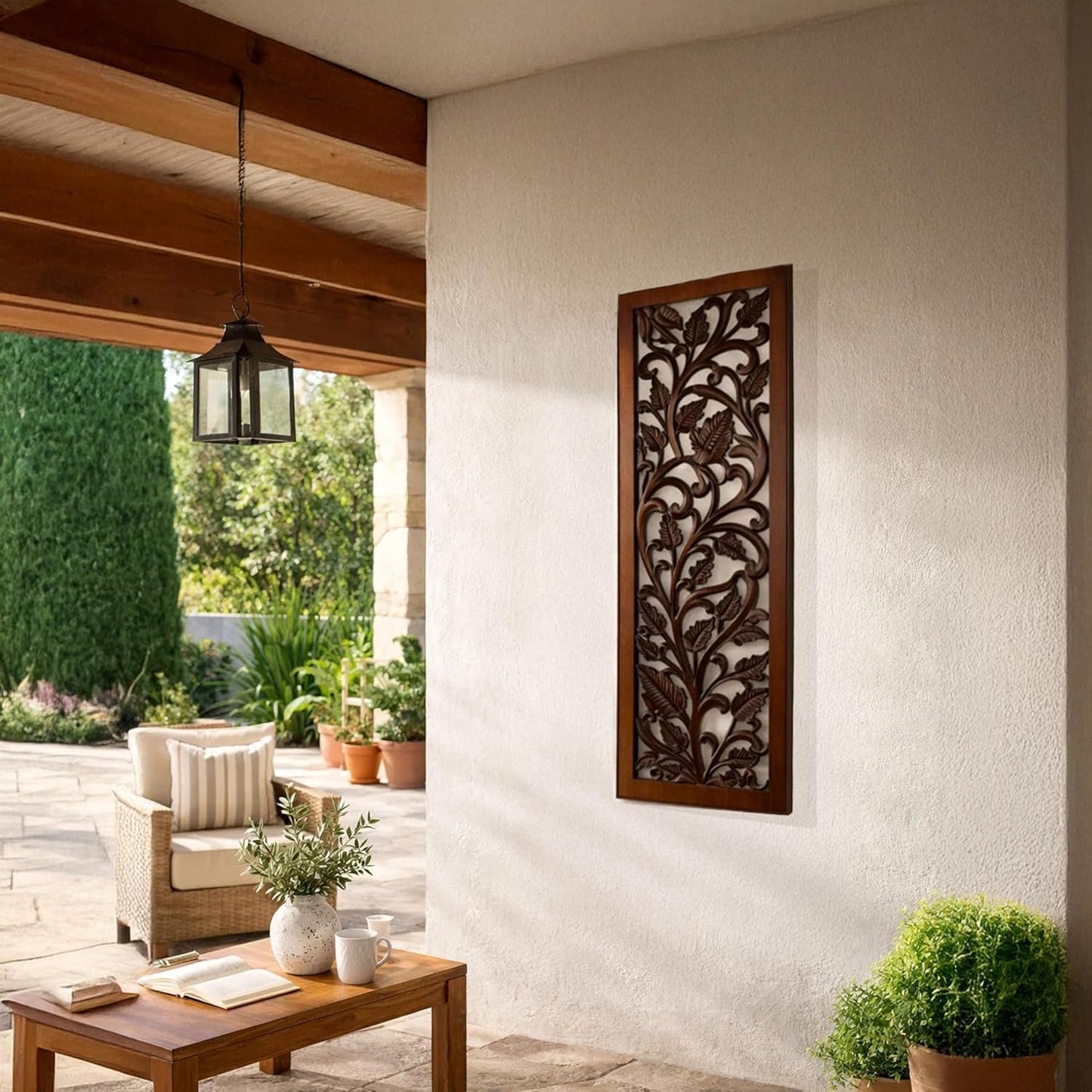 Benjara Hand Crafted Mango Wood Wall Panel / 12"L x 1"W / Brown