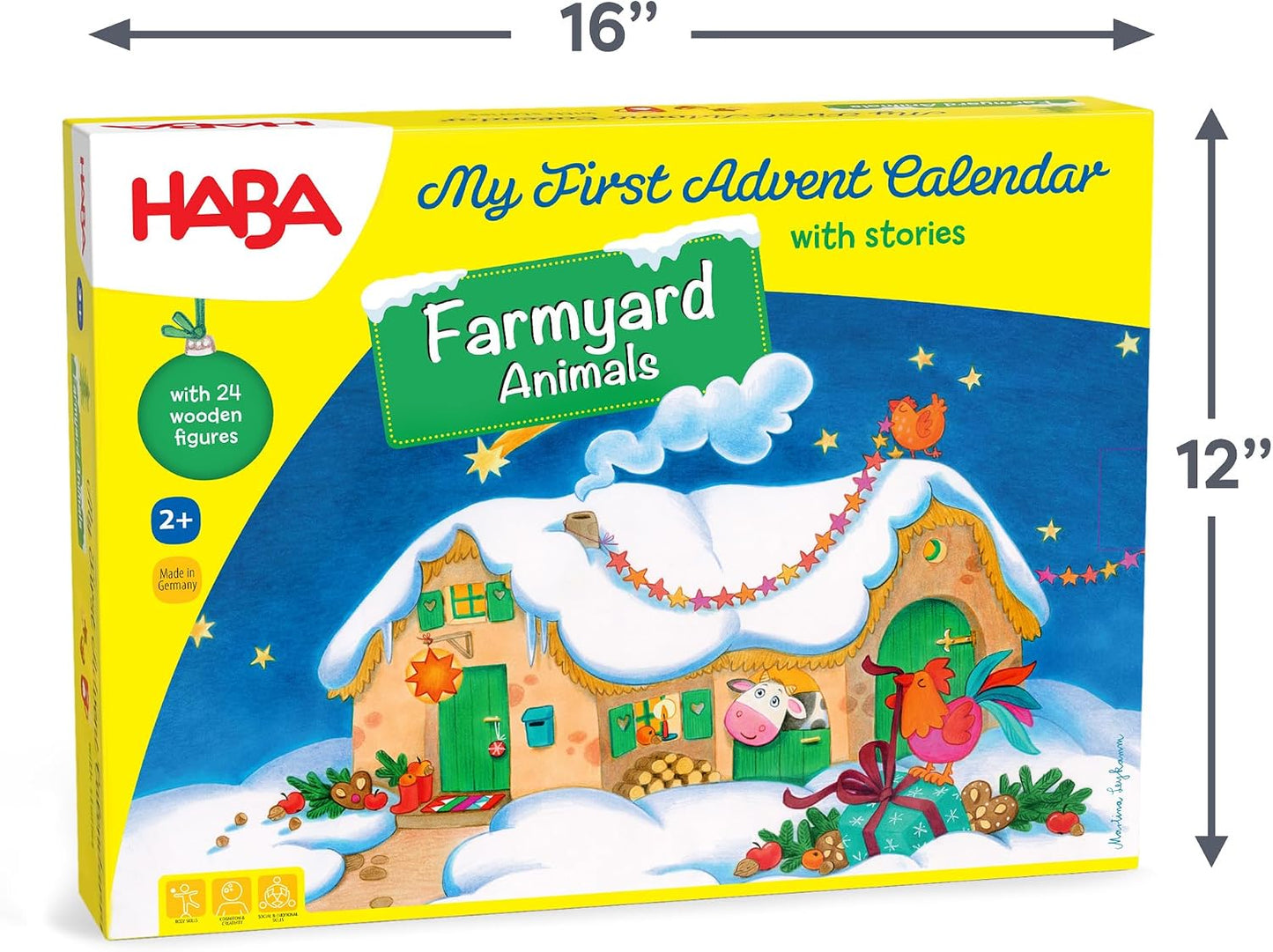HABA My First Advent Calendar Farmyard Themed Wooden Animals, Christmas Toddler Activities, A Reusable Advent Calendar