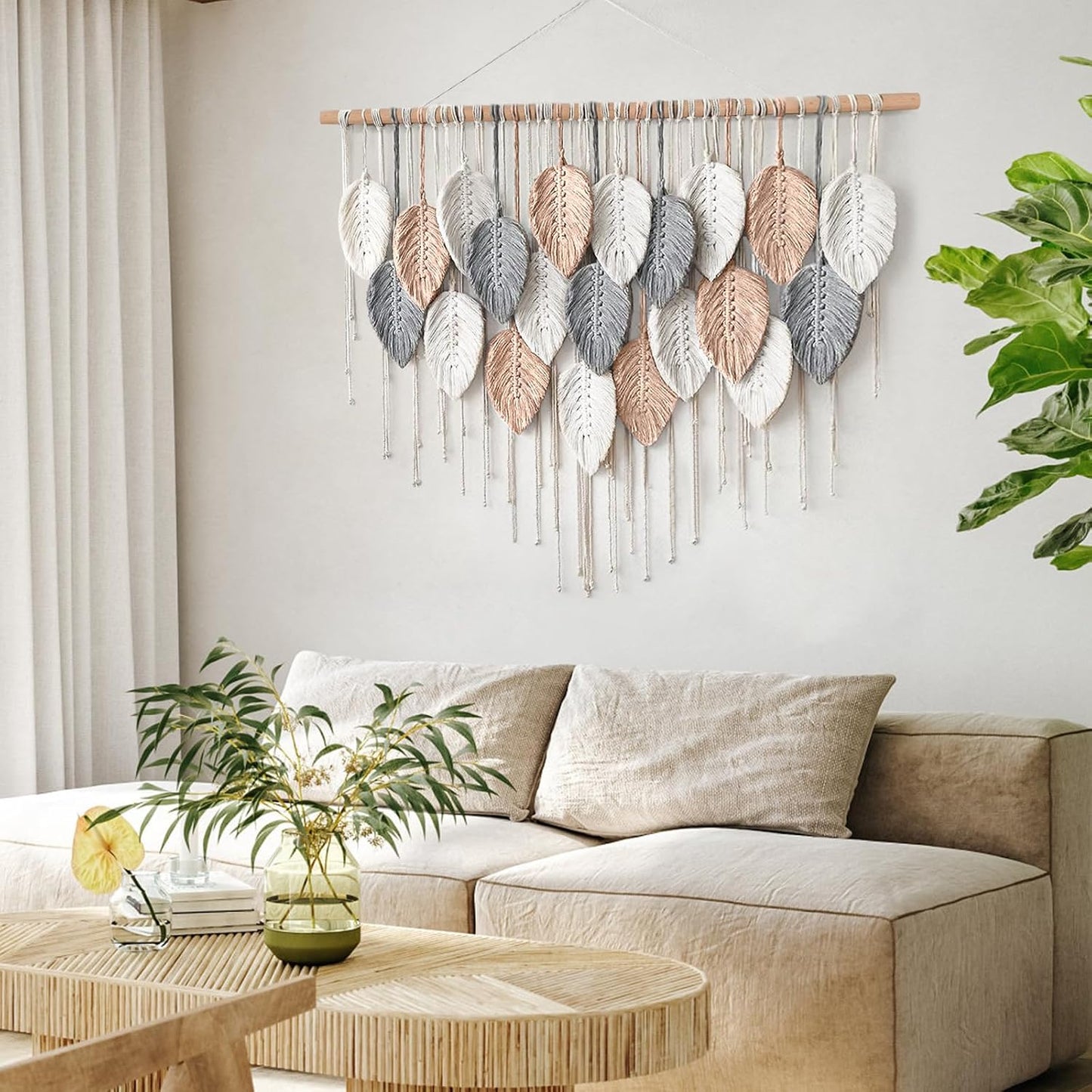 Boho Woven Tapestry / Pink Beige-39"w x 29.5"L