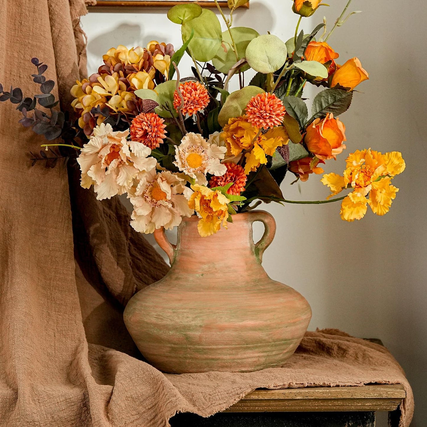 Rustic Ceramic Flower Vase / Style 1 - 7 Inch Tall / 7 Inch