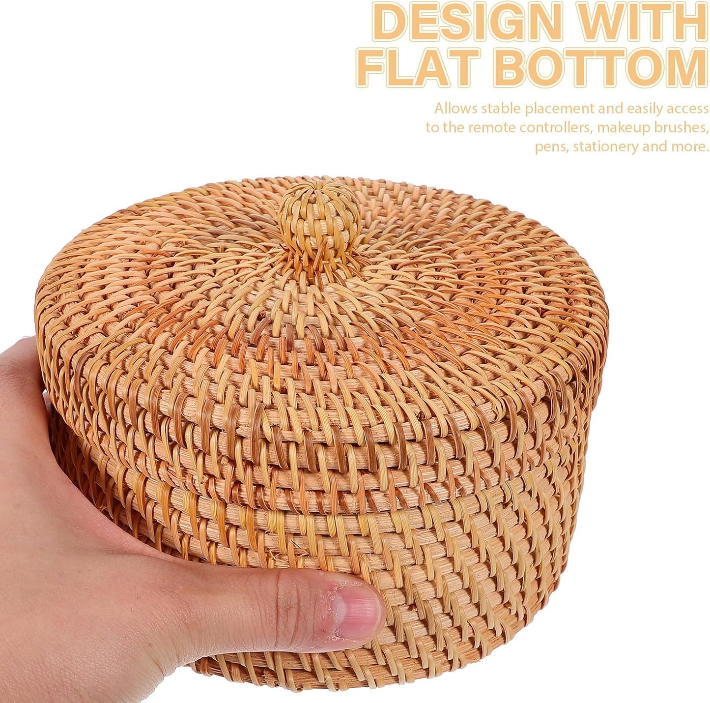 Hand Woven Rattan Basket for Desktop or Decorative Use
