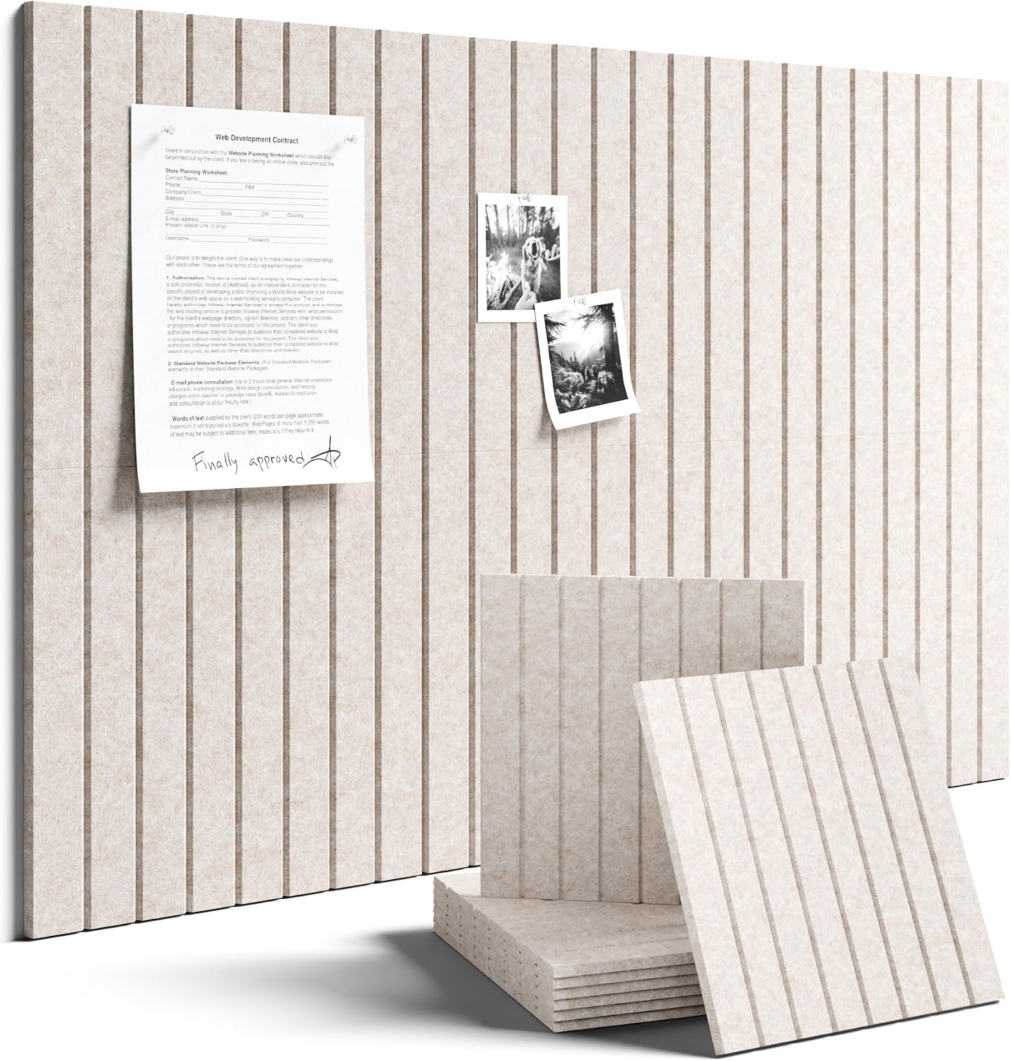 Fluxynara 36" x 24" Large Felt Bulletin Board, Oatmeal