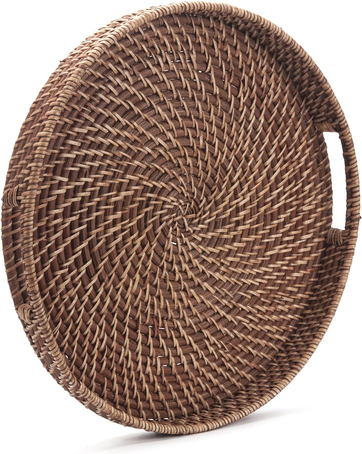 Round Rattan Woven Serving Tray / 13.8