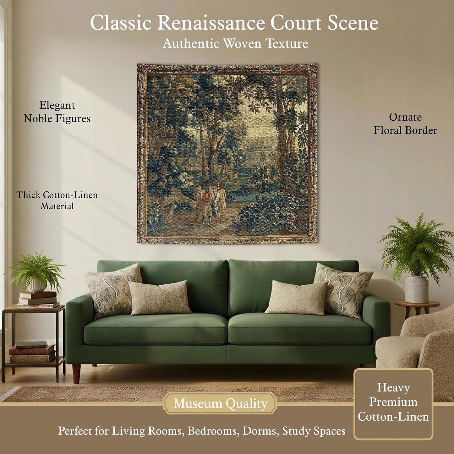 Vintage Landscape Tapestry / 56 x 51