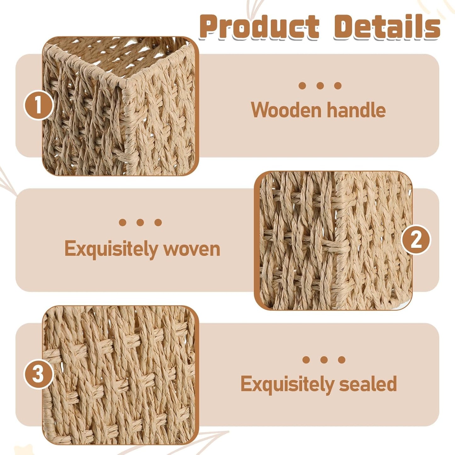 Wicker Baskets for Organizing / Set of 3