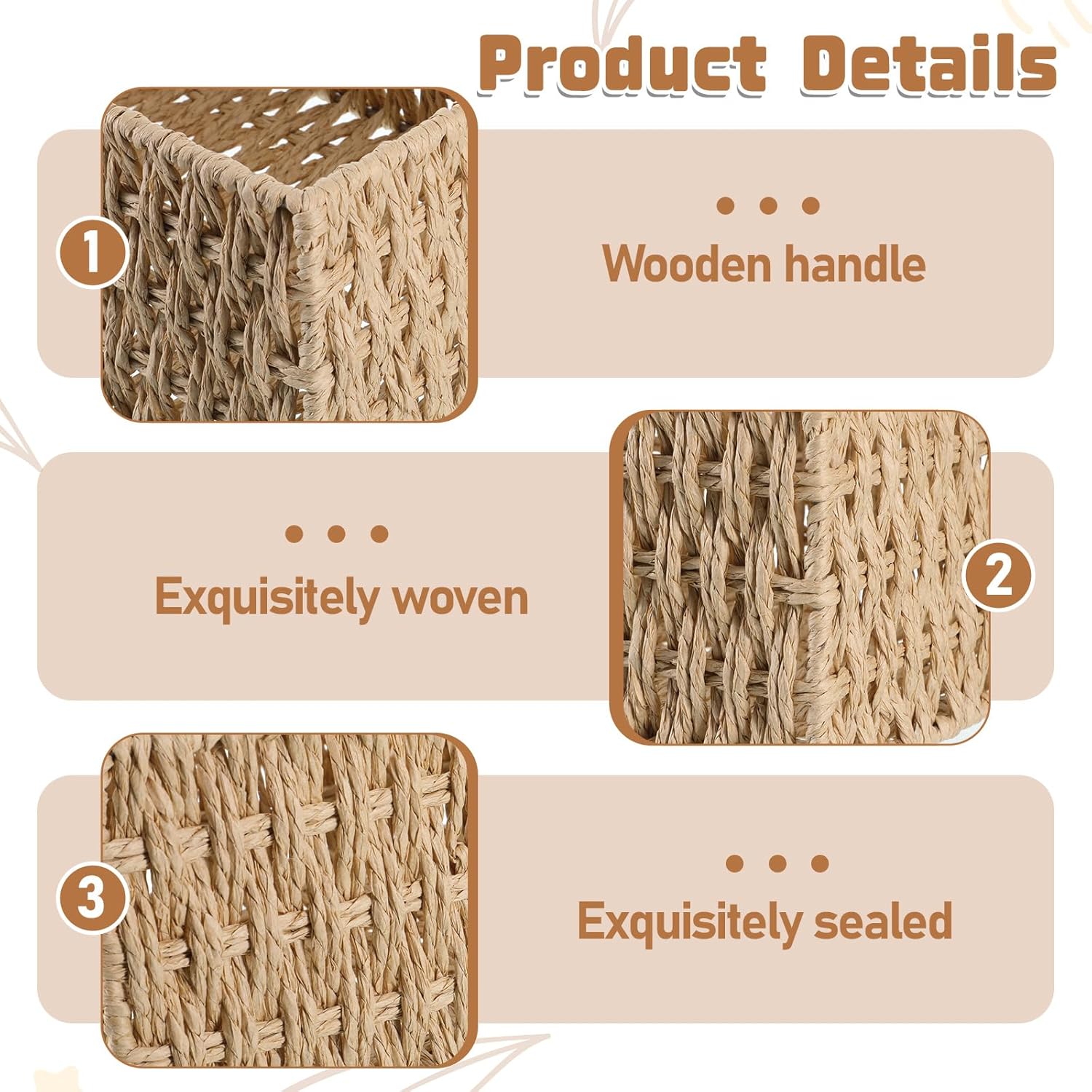 Wicker Baskets for Organizing / Set of 3