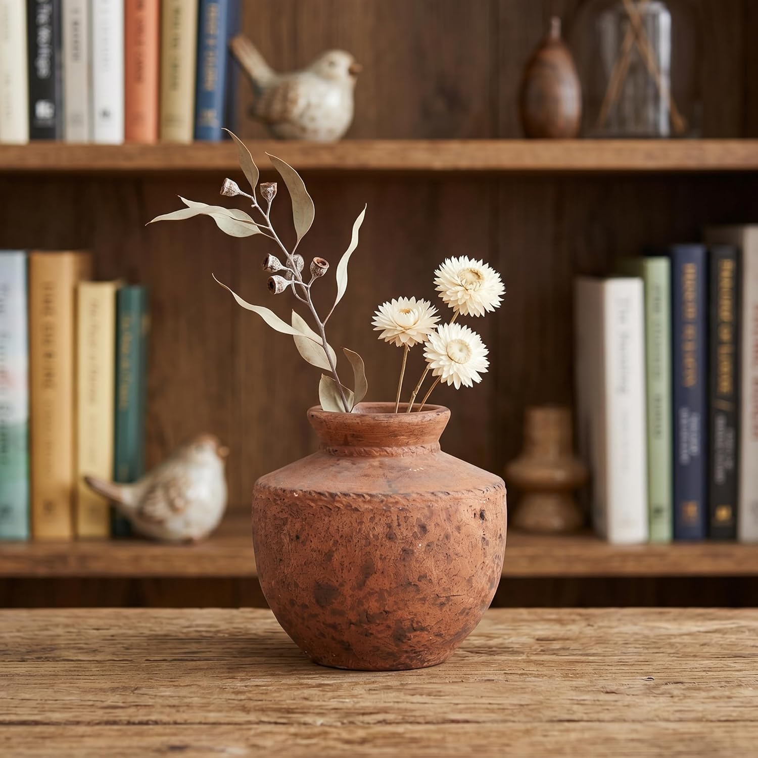 Ceramic Flower Vase / Brown / 6 Inch