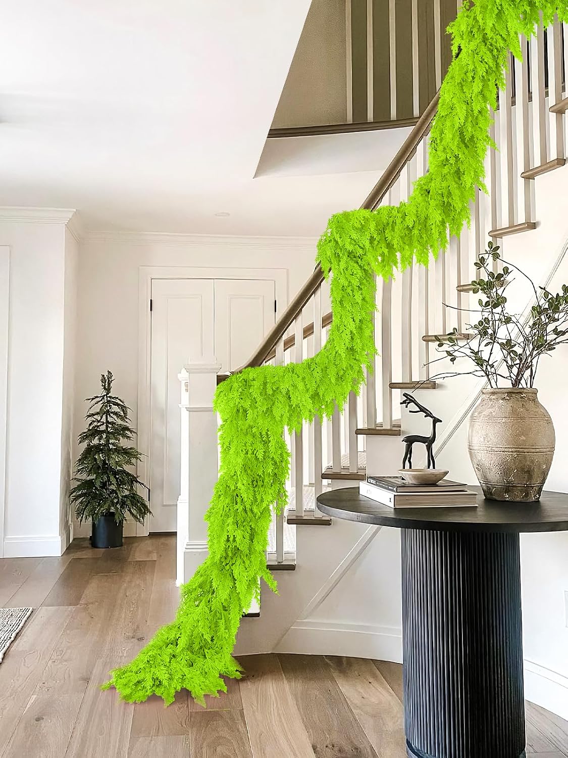 9Ft Christmas Cedar Garland, Lime Green Real Touch Christmas Decorations | Realistic Thick Soft Full Lush Artificial