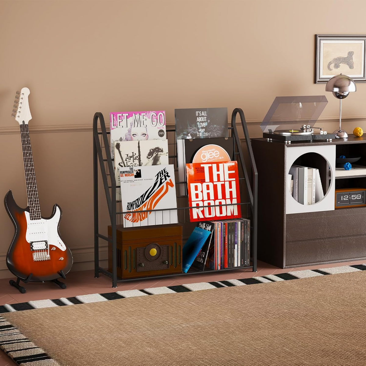 Arbuxzuy Magazine Rack Small Metal for Storage Freestanding 11.8" D x 32.3" W x 38.2" H, Sofa Height Book Shelf Short