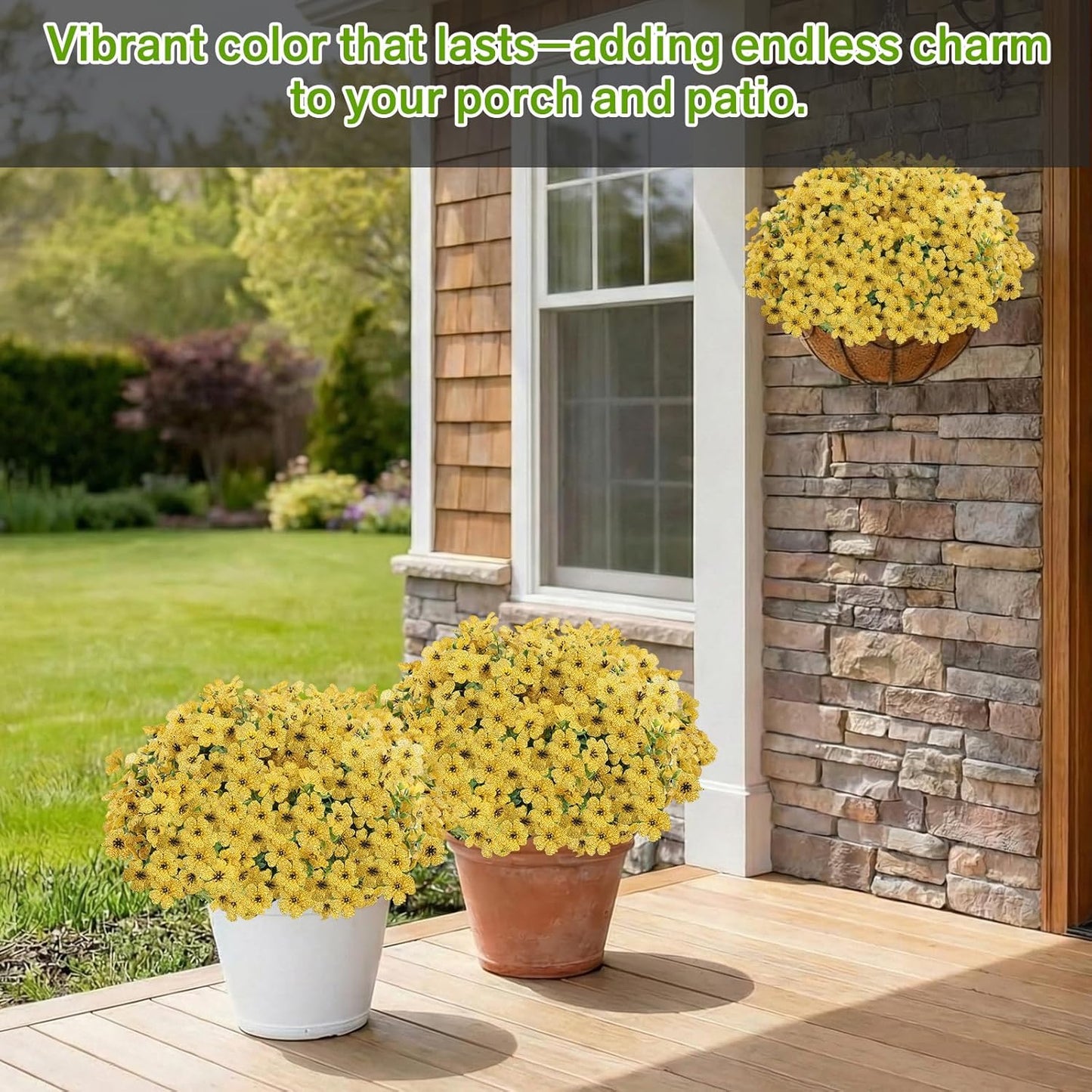 13Bundles Silk Realistic UV Resistant Faux Flowers / Yellow / Artificial Flowers / Set of 13