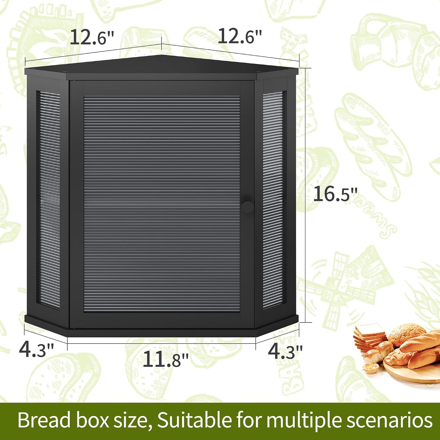 BMOSU Corner Bread Box for Kitchen Countertop Double Layer Bamboo Wooden Bread box Large Capacity Bread Storage