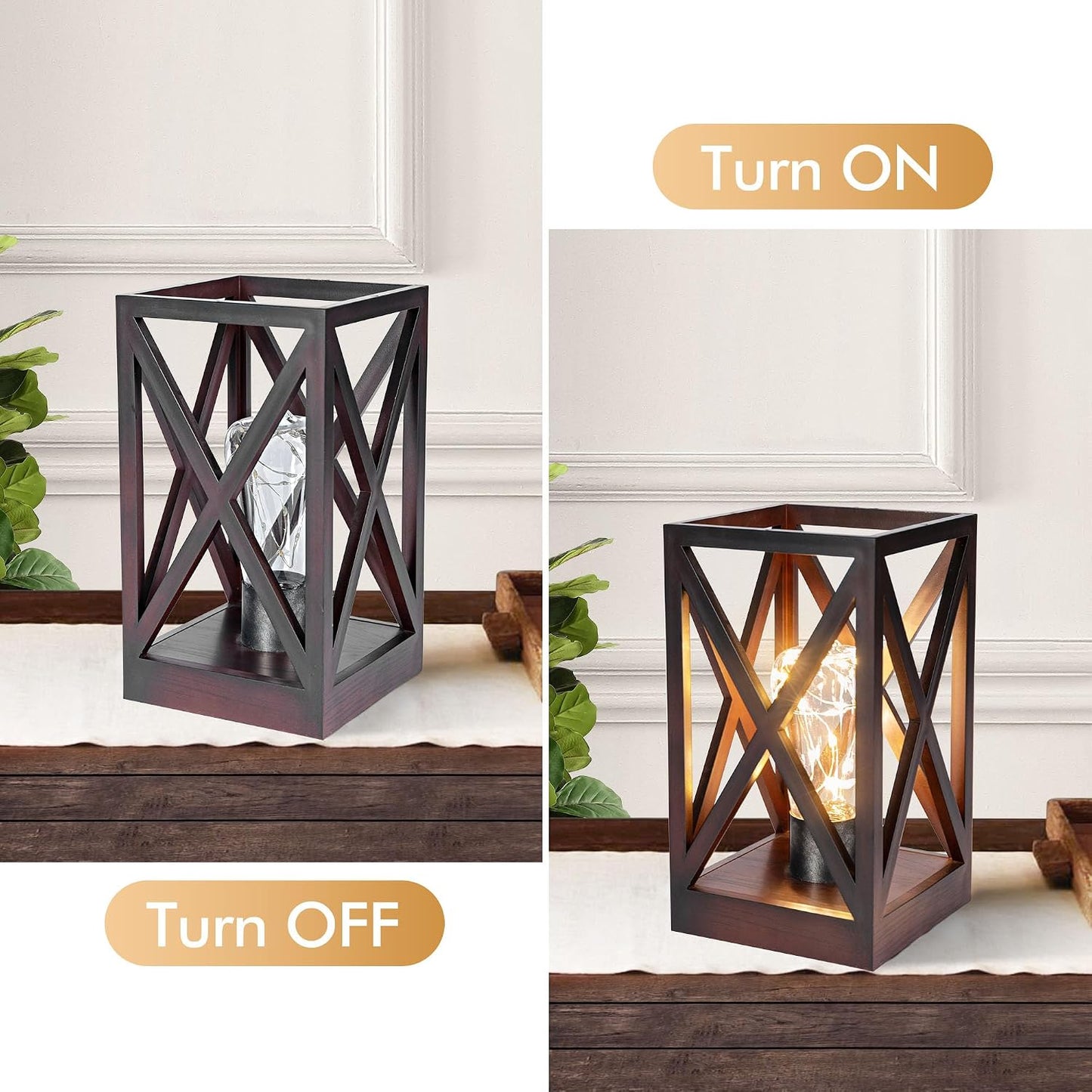 WINGBO 2 Pack Retro Battery Powered Table Lamps, Battery Operated Cordless Lamp Set, Portable Nightlight Decorative