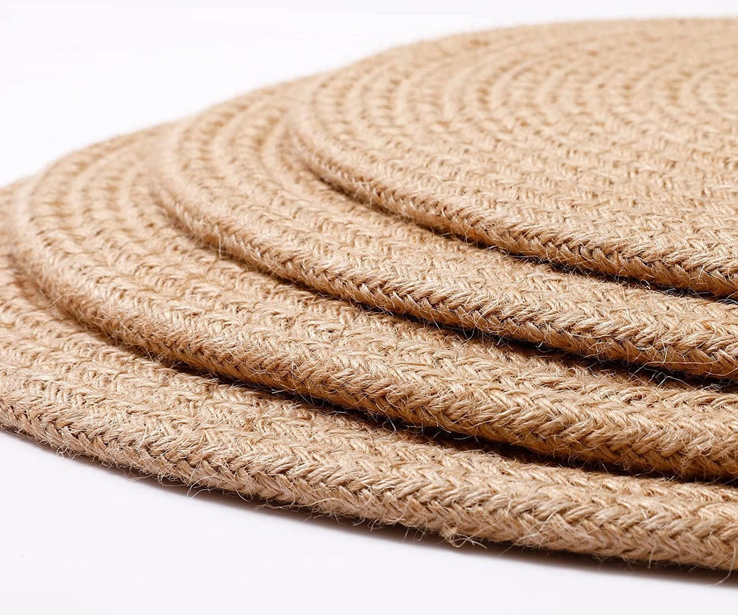 Jute Woven Oval Placemats Set of 6, Brown Plate Charger 12x16 inches Jute Heat Resistant Non-Slip Weave Place mats