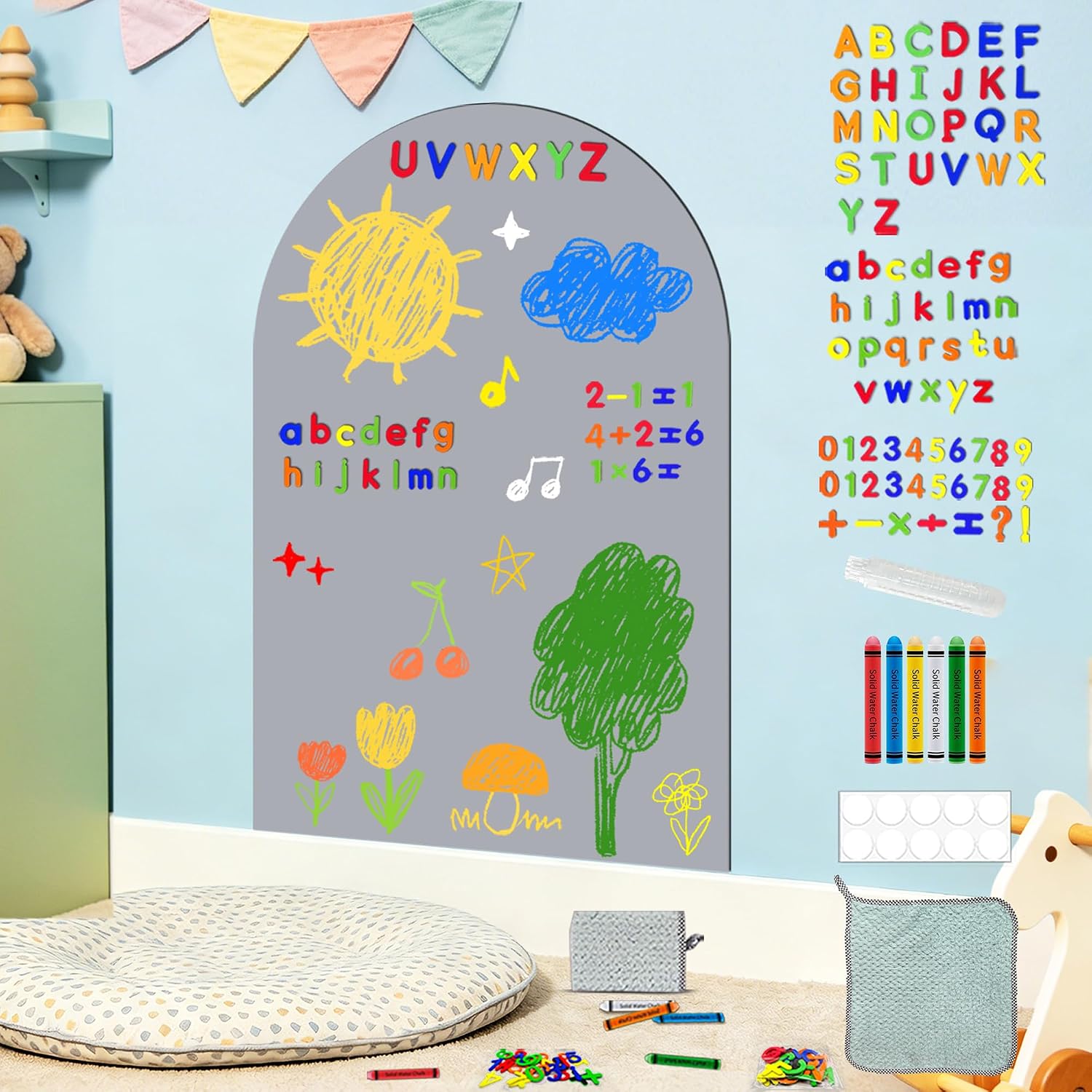 Arch Magnetic Wall Decal Grey Magnet Chalk Board Peel and Stick Self Adhesive Magnetic Play / Gray
