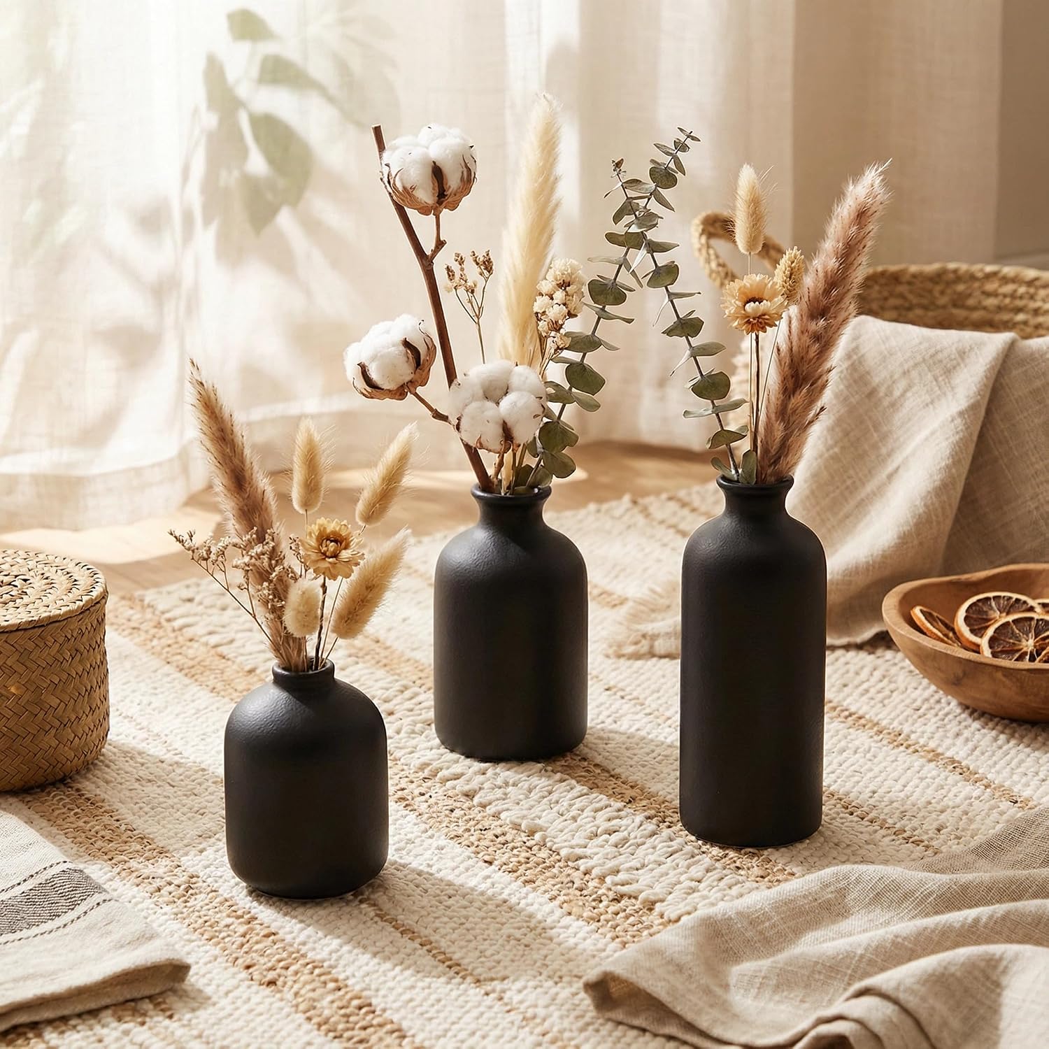 Small Ceramic Vase / Black / Set of 3