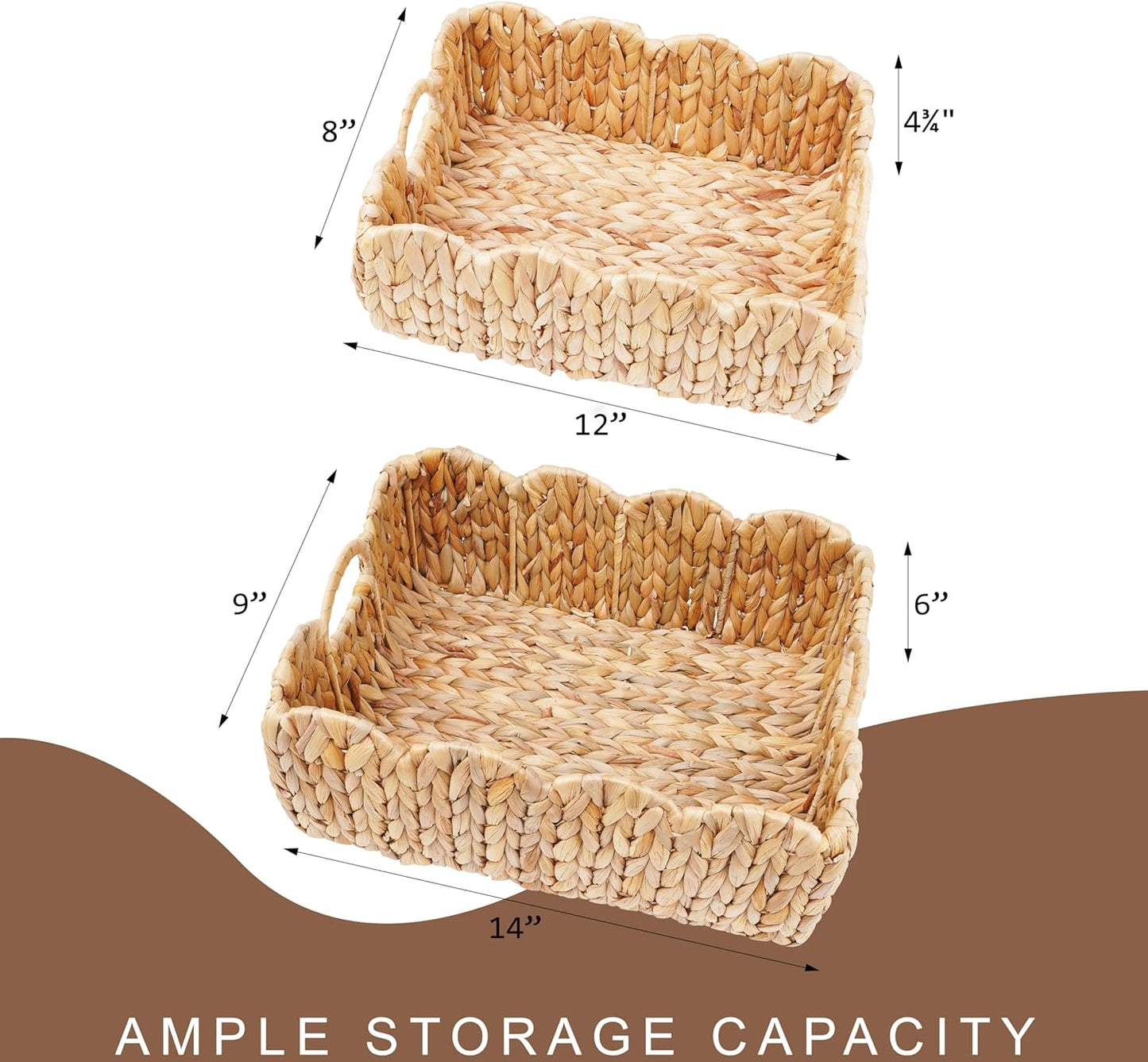 Scalloped Edge Wicker Storage Basket / Set of 2