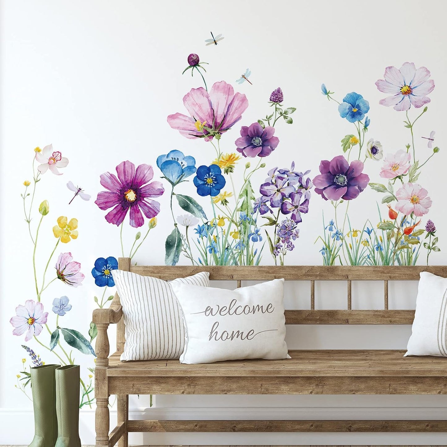 Flowers Wall Decals Stickers Vinyl Removable Peel and Stick Colorful / Beautiful / Set of 6