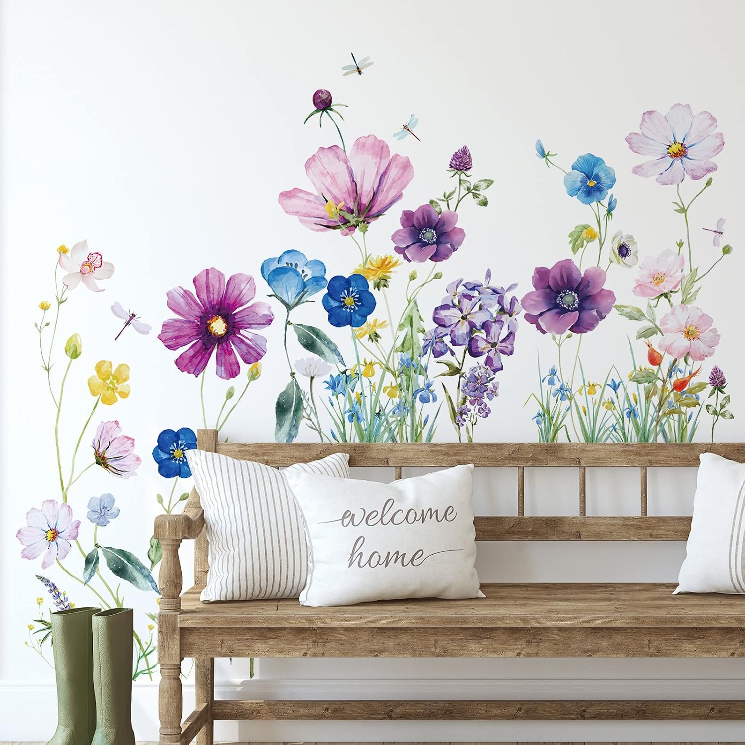 Flowers Wall Decals Stickers Vinyl Removable Peel and Stick Colorful / Beautiful / Set of 6