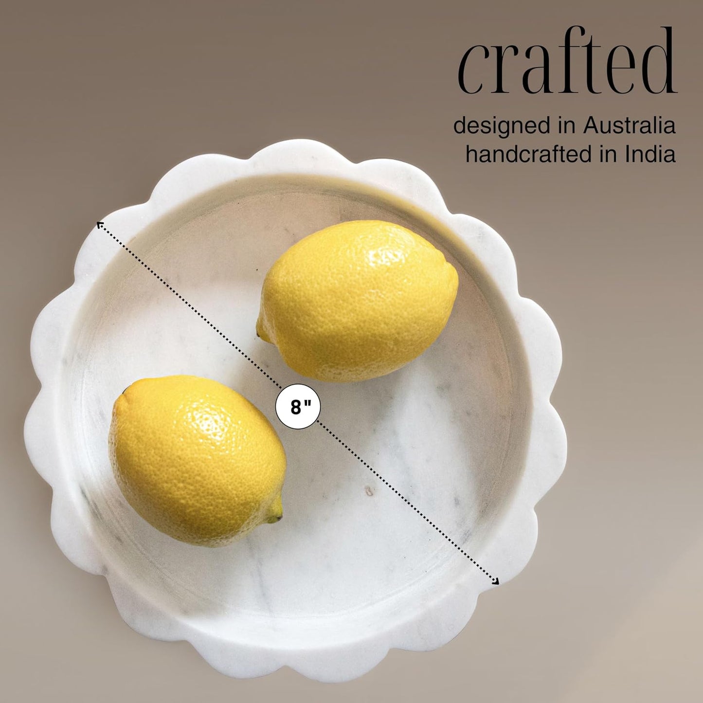 Scalloped Marble Tray / White