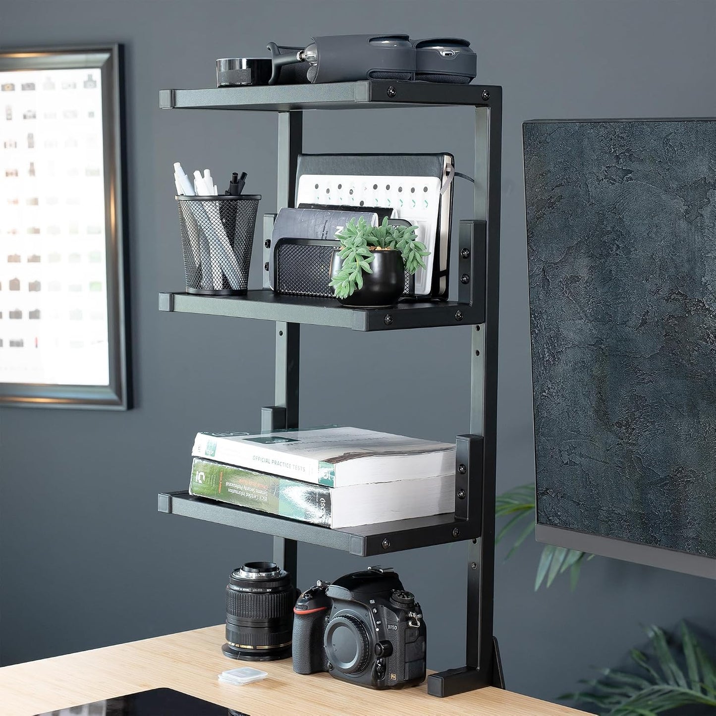 VIVO Clamp-on 13 inch Above or Below Desk 3-Tier Shelving Unit for Table Accessories, Gaming Devices, and More, Storage