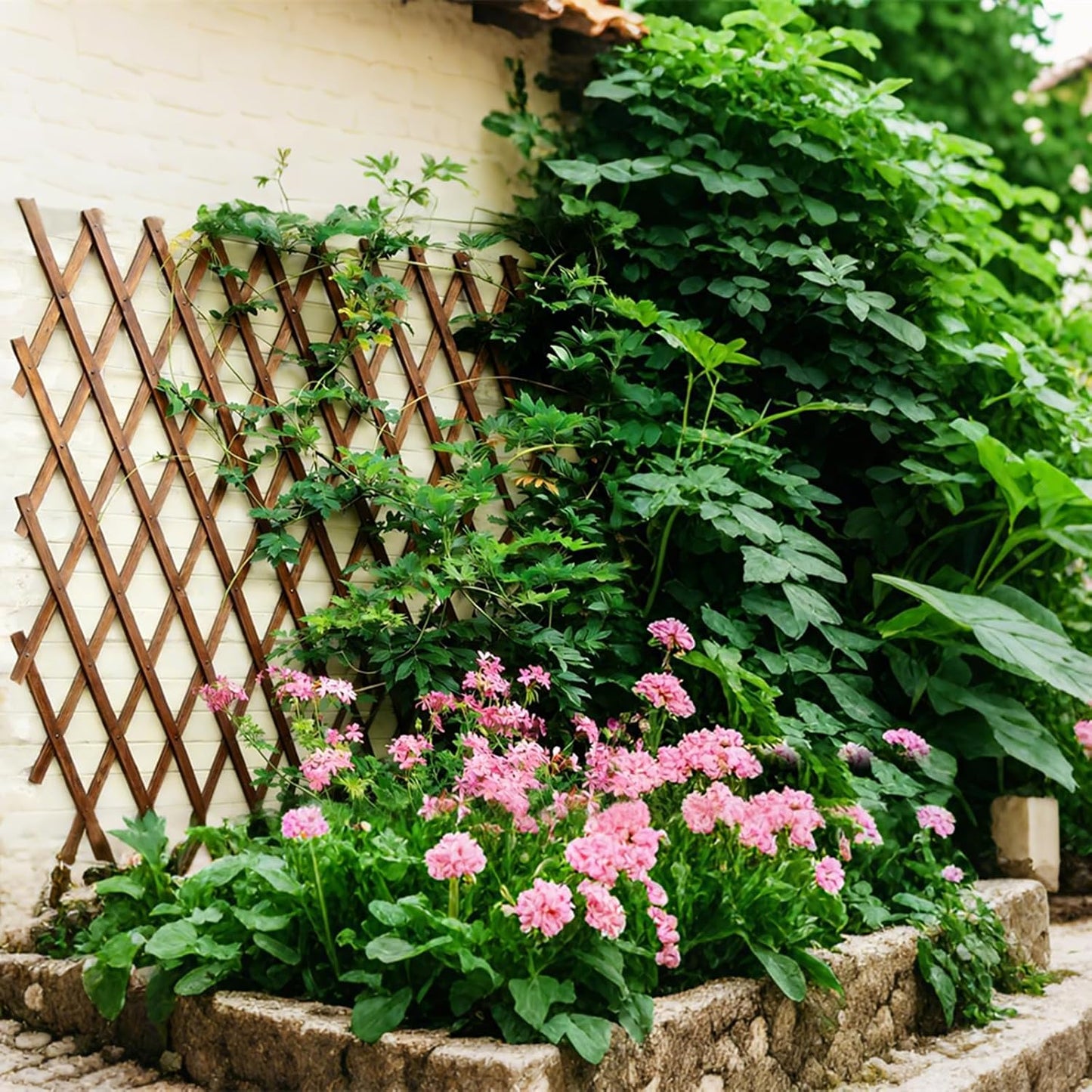 Expandable Garden Trellis, 38" x 89" Large Wooden Lattice Fence Wall Panel Lattice Trellis for Climbing Plants Outdoor