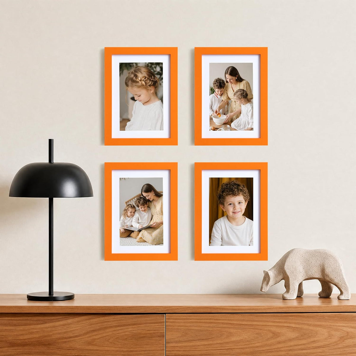 eletecpro 5x7 Picture Frames, Acrylic Cover, Orange, Set of 10 | Display Photo 4x6 with Mat or 5x7 without, Horizontal