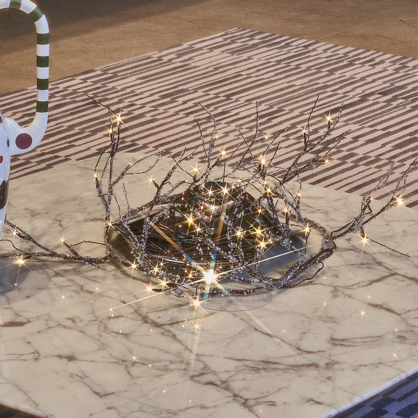 Fudios Lighted Iced Garland with Timer 48 LED Fairy Lights 6ft Battery or USB Plug for Mantle Decor, Lit Christmas