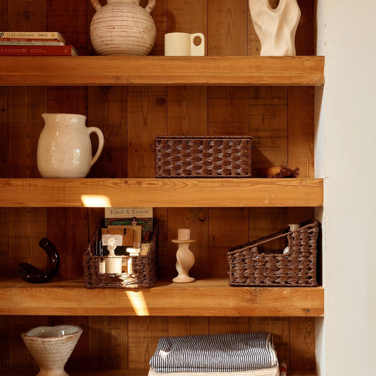 Wicker Baskets / Woven Basket for Organizing / Brown / Set of 3