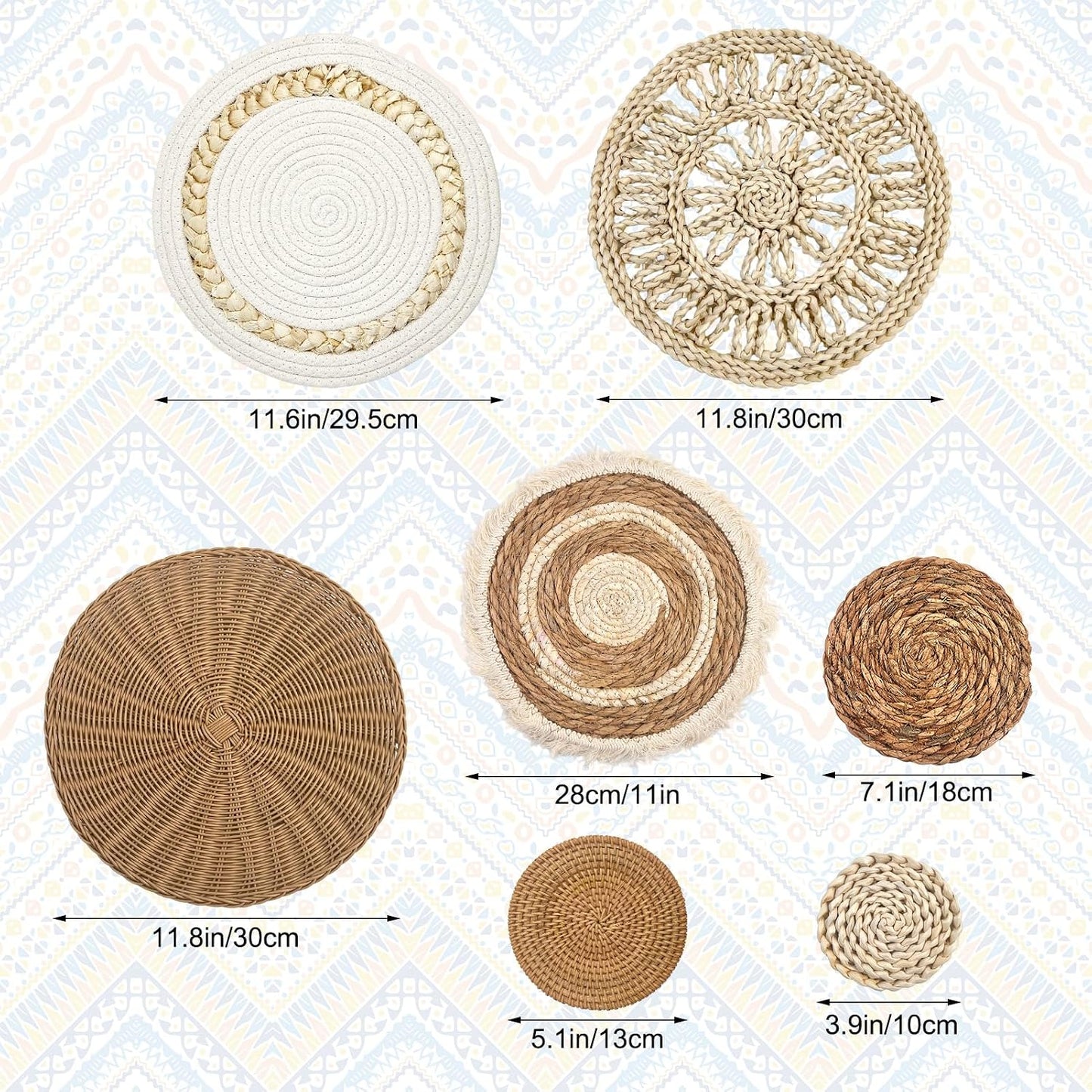 Boho Wall Baskets / Set of 7