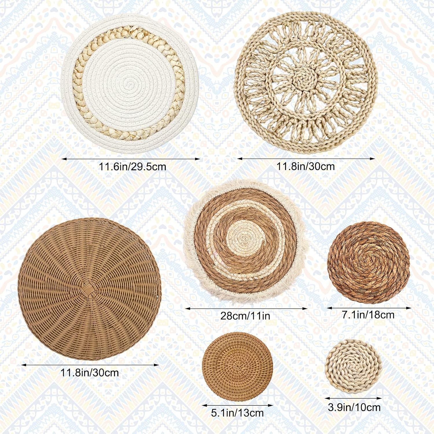 Boho Wall Baskets / Set of 7