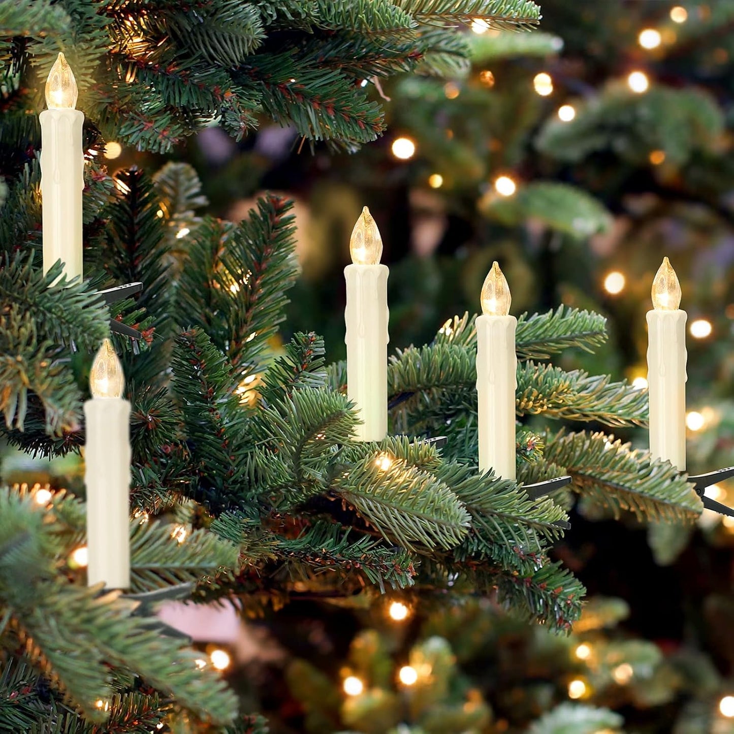 Daord Flickering Flameless Window Candle LED Christmas Tree Candle Lights Warm White Battery Operated Electric Taper