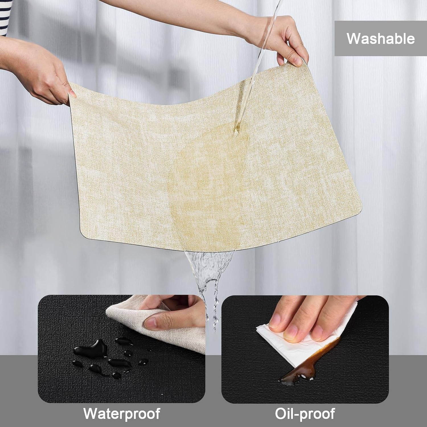 Myir JUN Faux Leather Placemats Set of 6, Dual Sided Waterproof Place Mats | Heat Resistant Wipeable Vinyl Table Mat