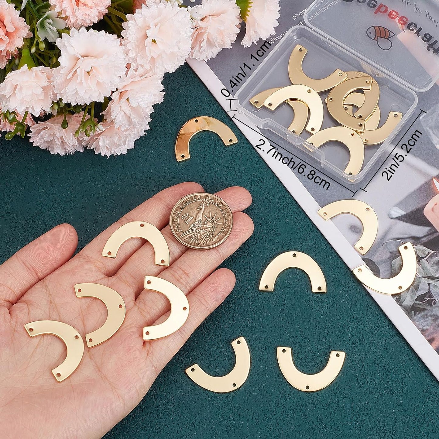 1 Box Chandelier Component Links 18K Plated Brass Arch Link Earring Connectors / Gold / Set of 20