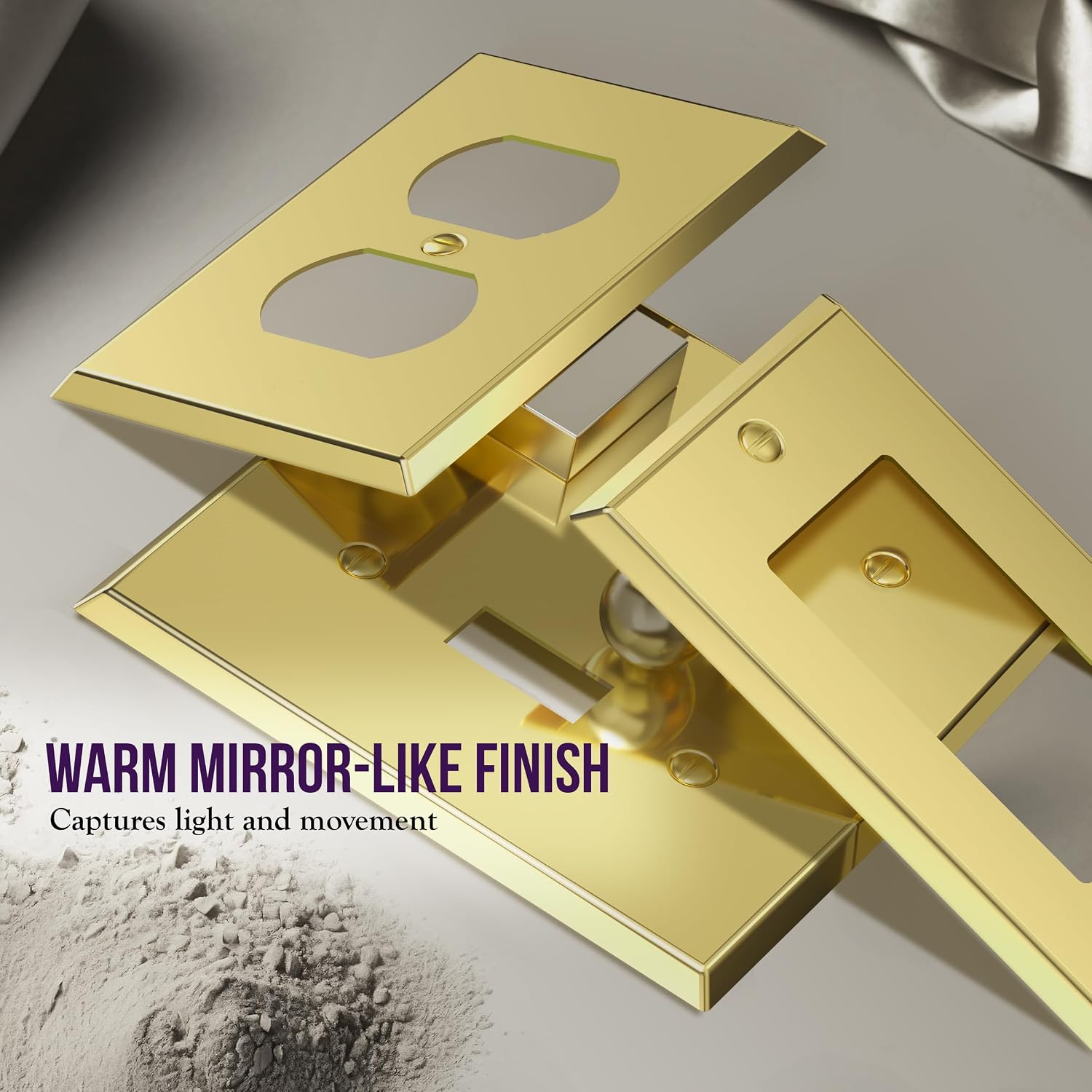 ENERLITES Decorator Switch Metal Wall Plate, Stainless Steel Outlet Cover, Corrosion Resistant, Size 1-Gang 4.50" x