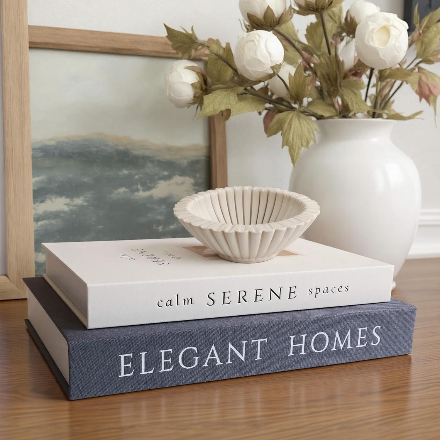 Faux Books Storage Box / Black-beige / Set of 2