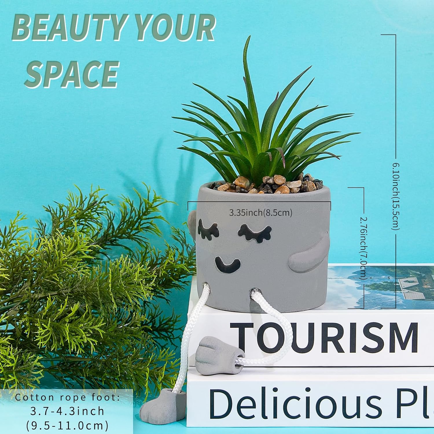 Artificial Succulents Plants in Cement Pots / Shy
