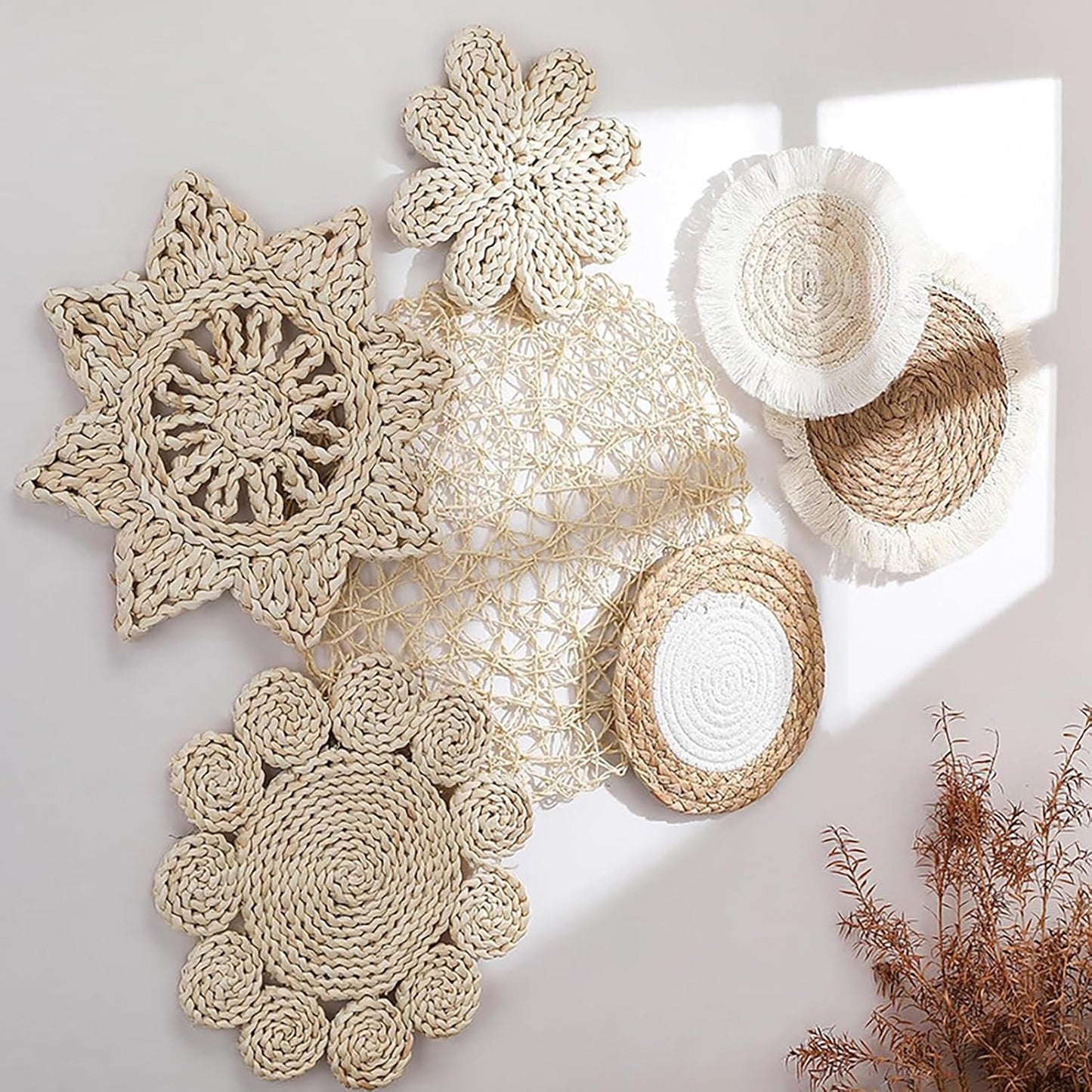 Hanging Woven Wall Basket Set / Set of 6