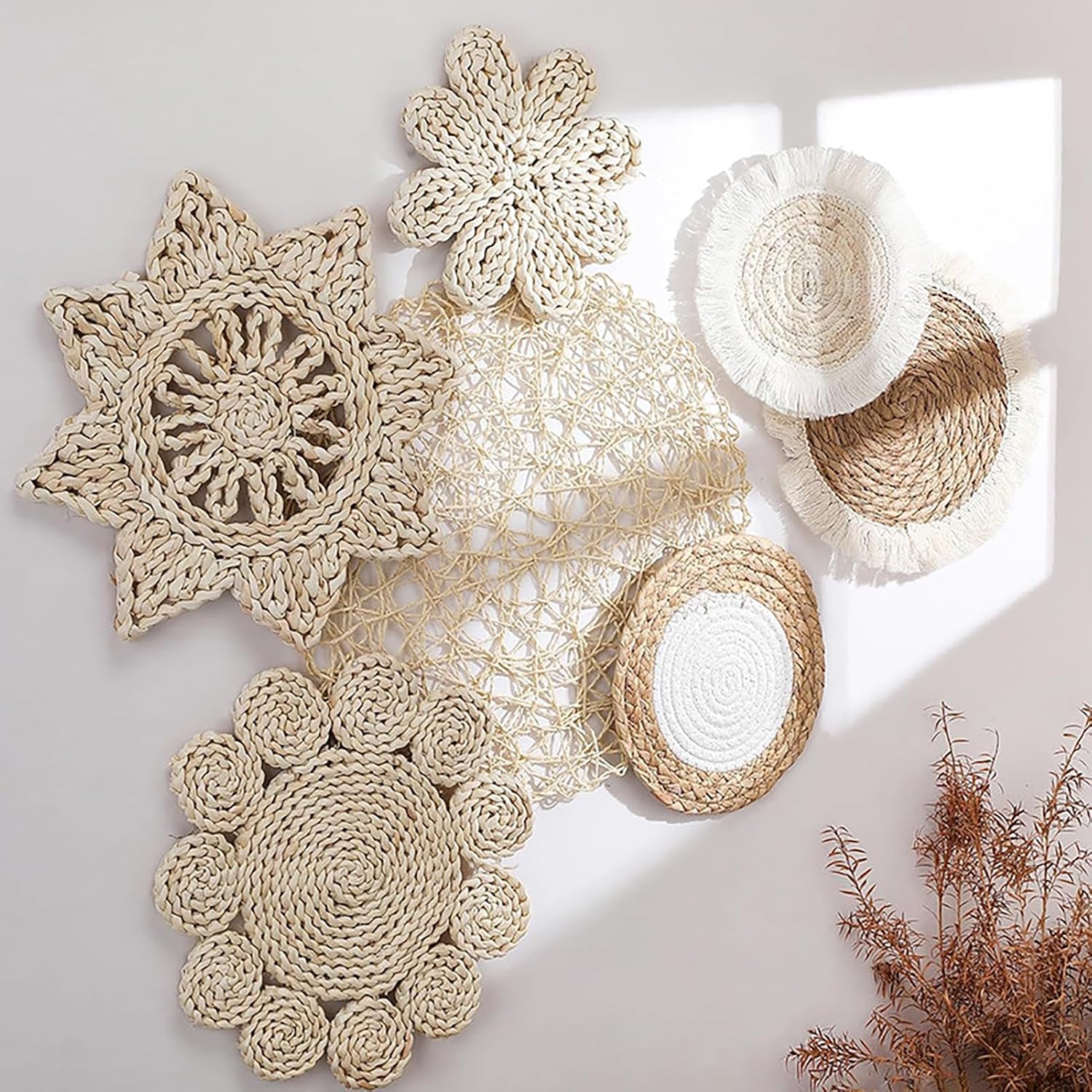 Hanging Woven Wall Basket Set / Set of 6