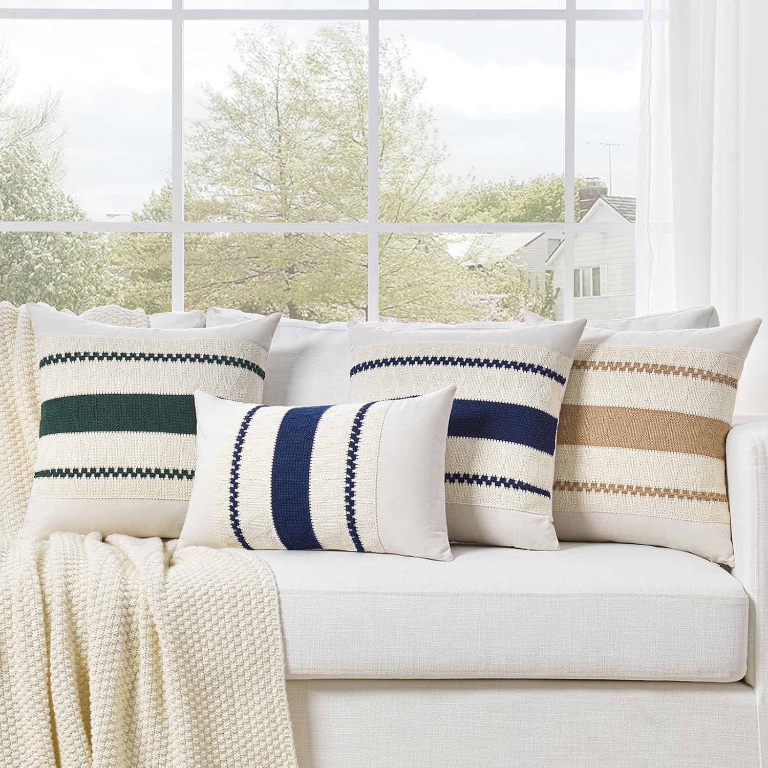 Decorative Throw Pillow Covers / 18 x 18 / Navy Blue / Set of 2