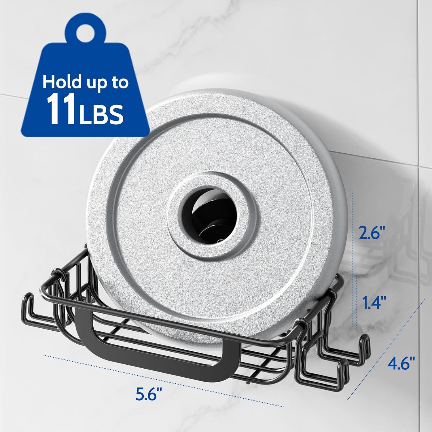 4 Hooks Wall Mounted / Black-1 Tier