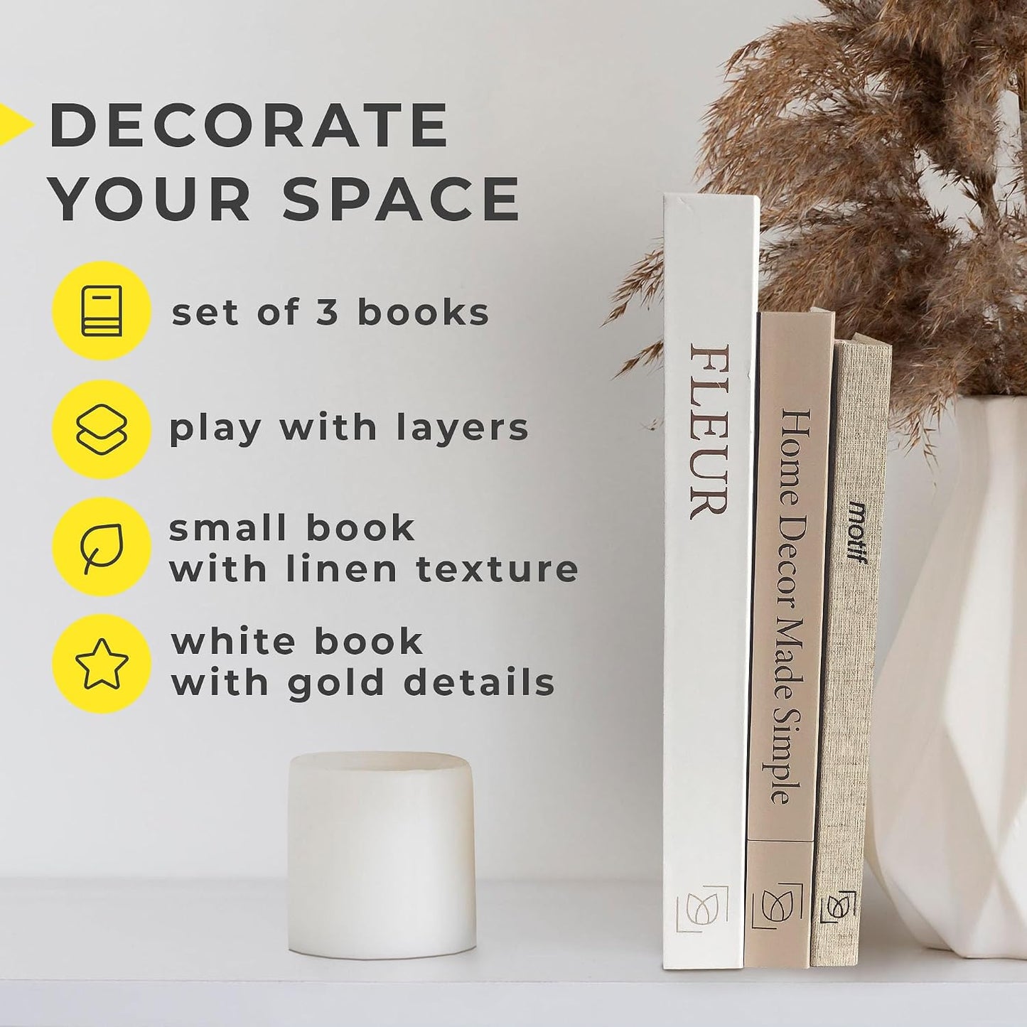 Set of Decorative Books for Coffee / Yellow