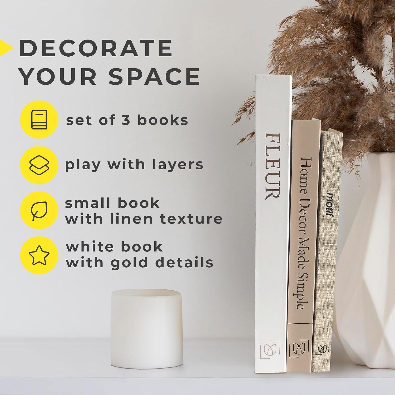 Set of Decorative Books for Coffee / Yellow