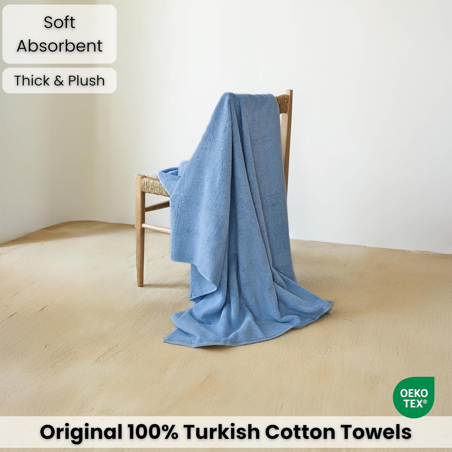 SALBAKOS Luxury 100% Turkish Cotton Bath Sheet 40x80 inch (1-Piece, Blue) | Extra Large Jumbo Oversized Bathroom and
