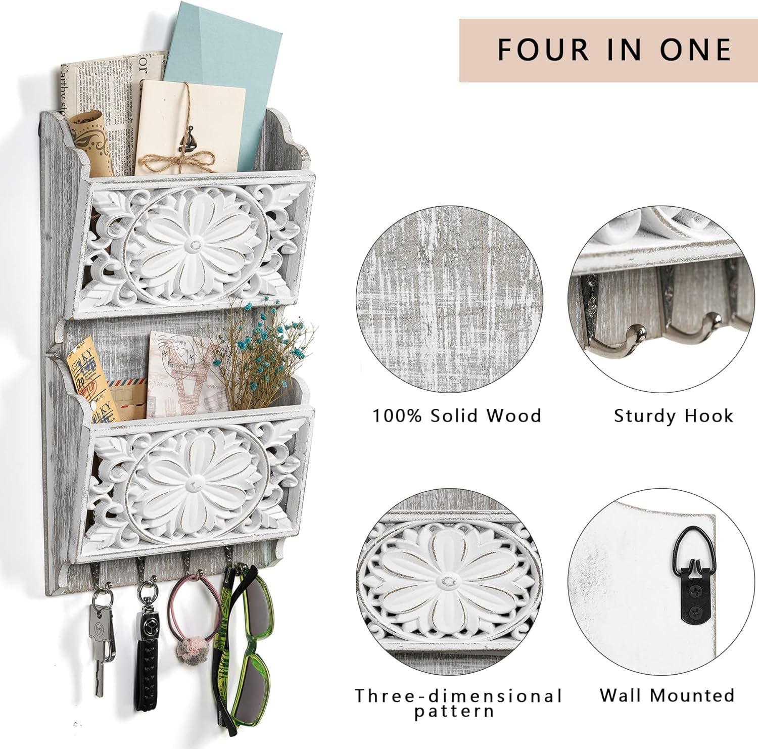 Rustic Key and Mail Holder / Medium
